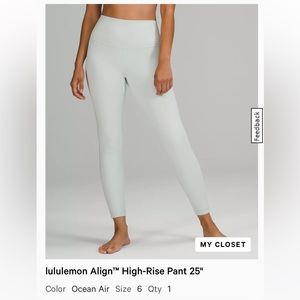 Lululemon align, high-rise crop leggings 25”